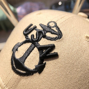 Light Khaki Hat with Heritage Anchor